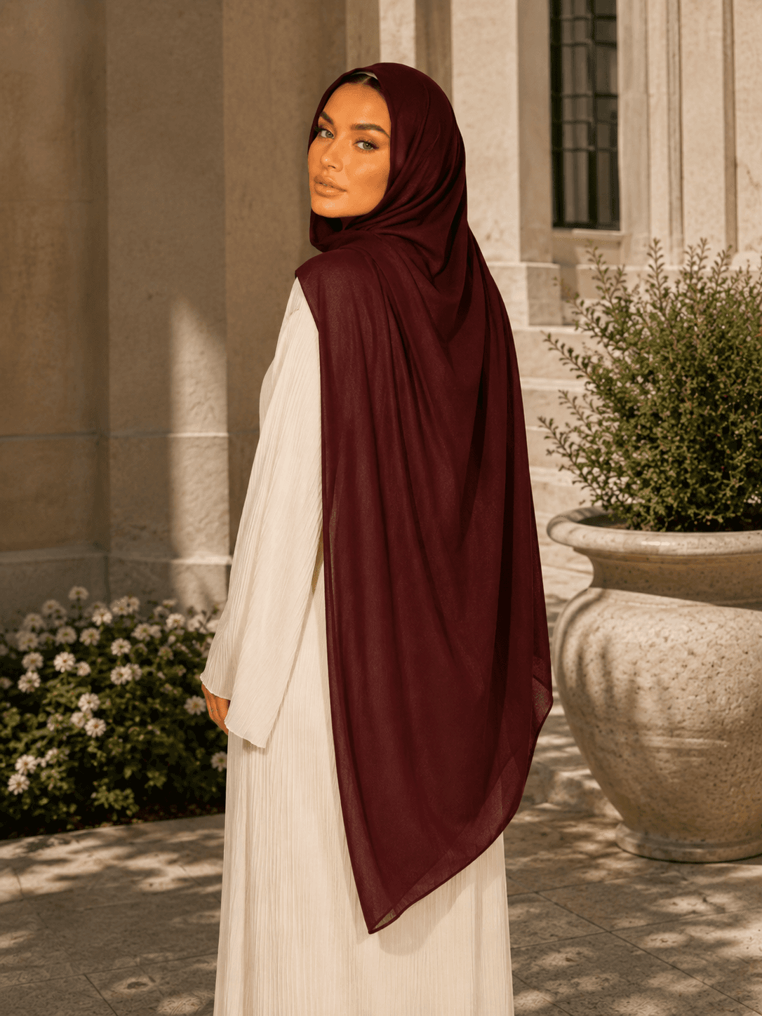 Plain Modal Hijab — Burgundy alt view