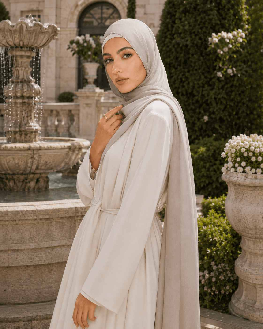 Plain Modal Hijab — Stone alt view