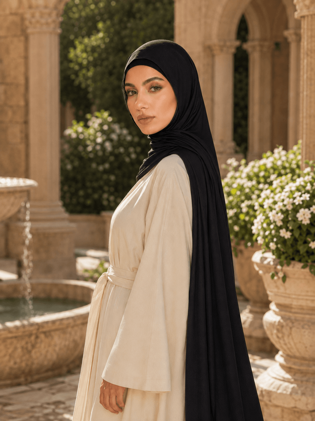 Plain Modal Hijab — Black alt view