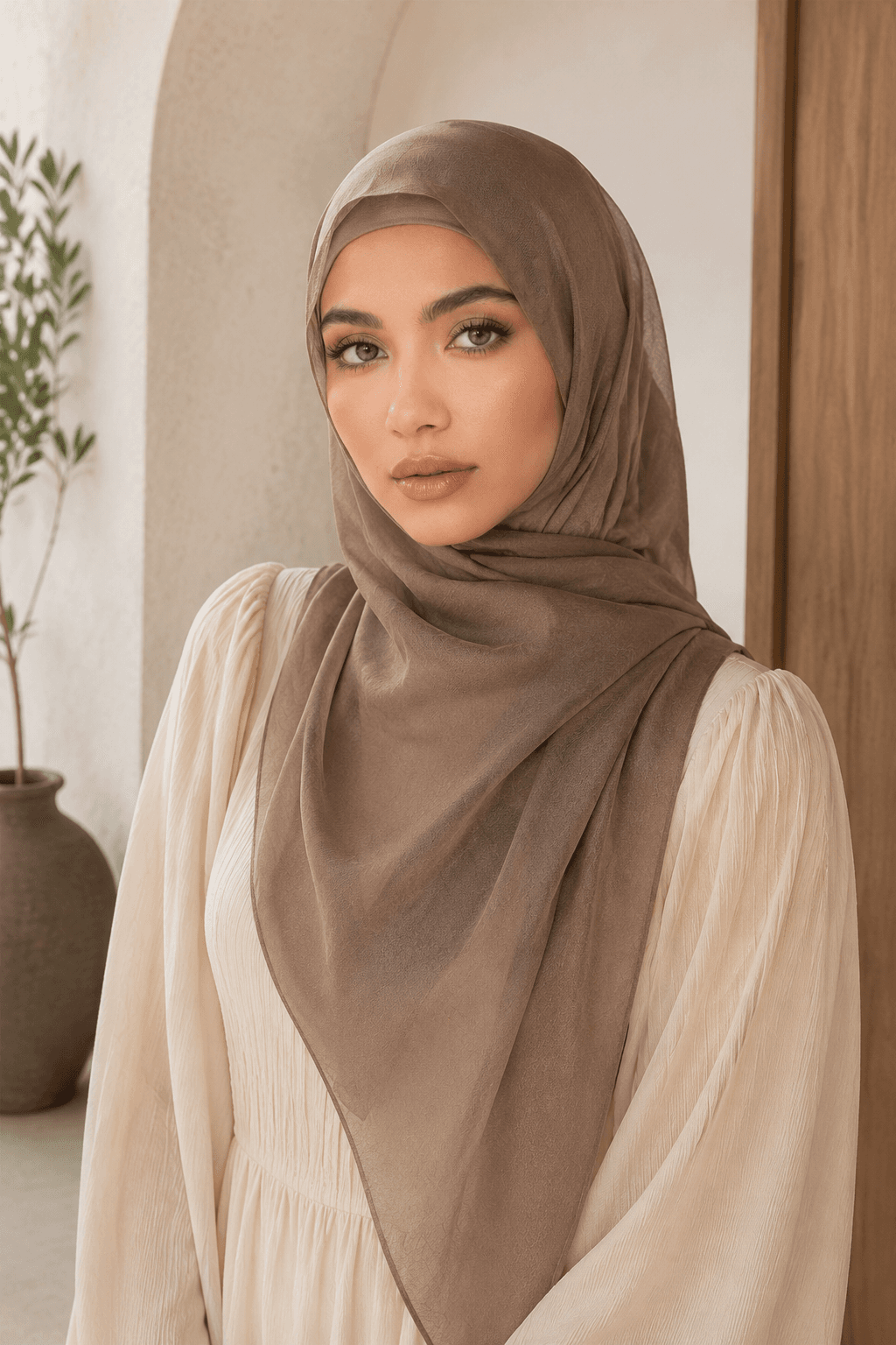Plain Modal Hijab — Caramel